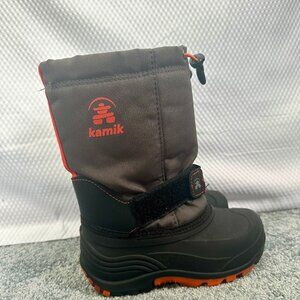 Kamik Kids Rocket Waterproof Insulated Winter Boots - Charcoal/Orange size 13